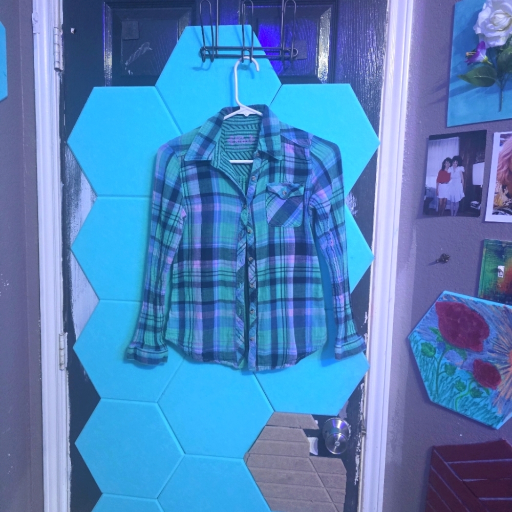Button up plaid top